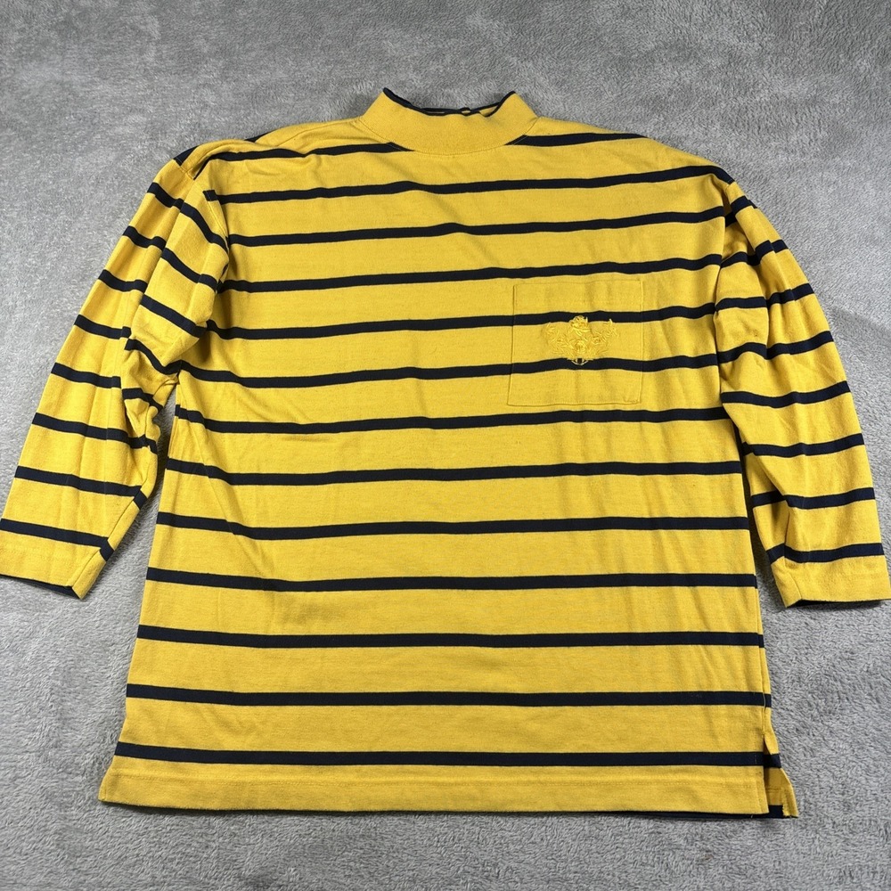 Vintage Caren Charles Sport Striped Retro Yellow and‎ Navy Size XL